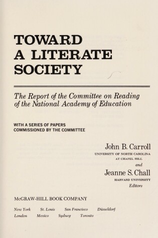 Cover of Toward a Literate Society