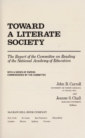 Book cover for Toward a Literate Society