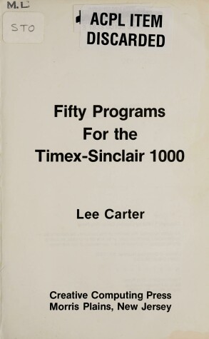 Book cover for Fifty Programs for the Timex-Sinclair 1000