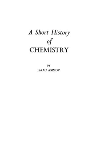 Cover of A Short History of Chemistry