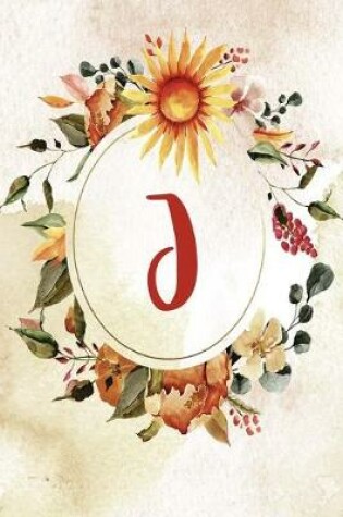 Cover of Notebook 6"x9", Letter J, Orange Green Floral Design