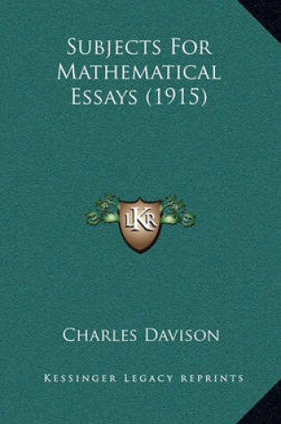 Cover of Subjects for Mathematical Essays (1915)