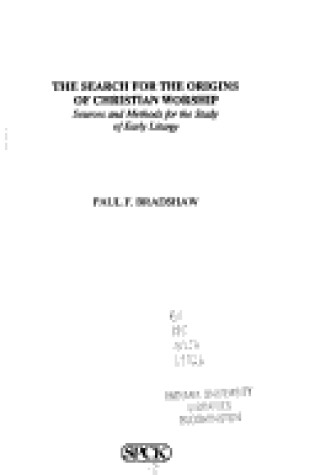 Cover of The Search for the Origins of Christian Worship