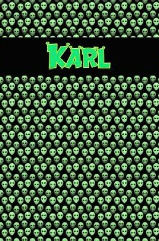 Cover of 120 Page Handwriting Practice Book with Green Alien Cover Karl