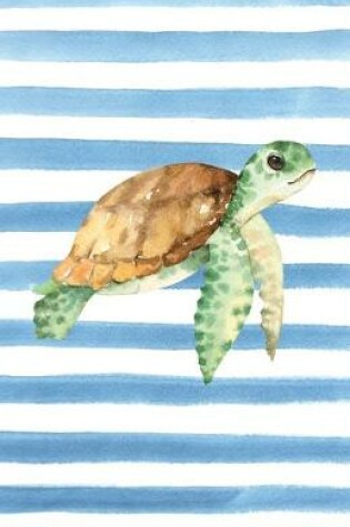 Cover of Green Sea Turtle Watercolor Stripe Journal, Narrow Ruled