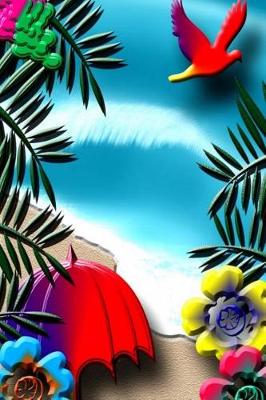 Book cover for Journal Stylized Tropical Scene Bright Colors