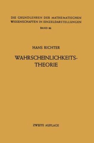 Cover of Wahrscheinlichkeitstheorie