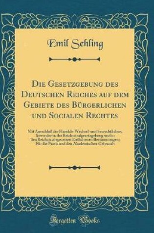 Cover of Die Gesetzgebung Des Deutschen Reiches Auf Dem Gebiete Des Burgerlichen Und Socialen Rechtes