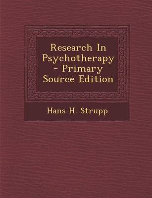 Book cover for Research in Psychotherapy - Primary Source Edition
