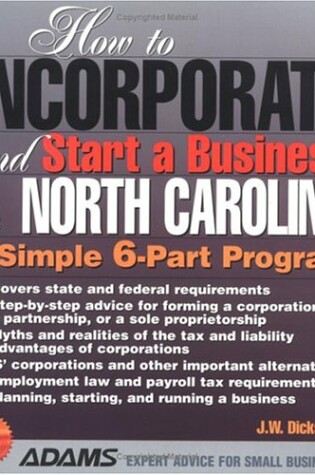 Cover of How to Incorporate and Start a Business in North Carolina