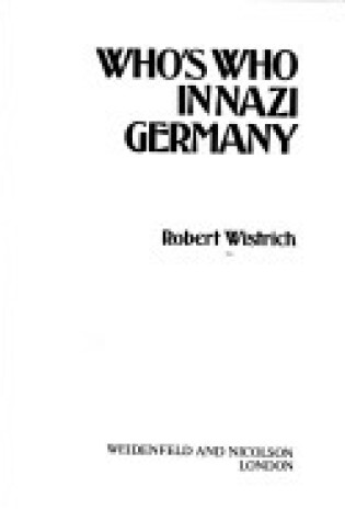 Cover of Who's Who in Nazi Germany