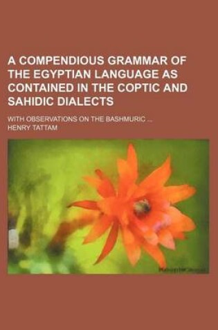 Cover of A Compendious Grammar of the Egyptian Language as Contained in the Coptic and Sahidic Dialects; With Observations on the Bashmuric