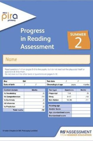 Cover of New PiRA Test 2, Summer PK10 (Progress in Reading Assessment)