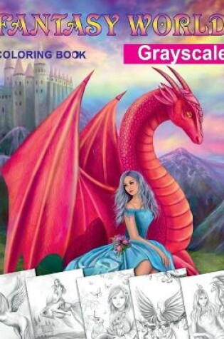 Cover of Fantasy World. Grayscale coloring book