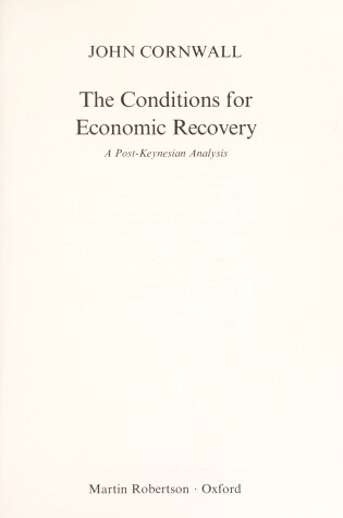 Cover of Conditions for Economic Recovery