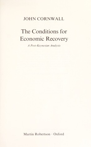 Book cover for Conditions for Economic Recovery