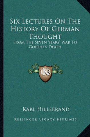 Cover of Six Lectures on the History of German Thought