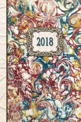 Book cover for 2018 Diary Teal Marble Design