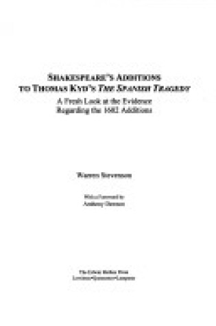 Cover of Shakespeare's Additions to Thomas Kyd's the Spanish Tragedy