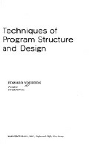 Cover of Techniques of Programme Structure and Design
