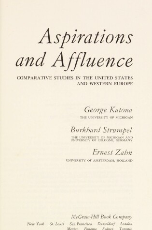 Cover of Aspirations and Affluence