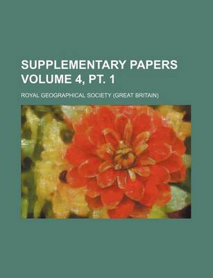 Book cover for Supplementary Papers Volume 4, PT. 1