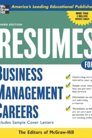 Cover of Resumes for Business Management Careers