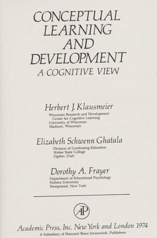 Cover of Conceptual Learning and Development