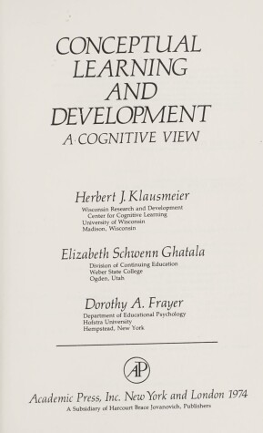 Book cover for Conceptual Learning and Development