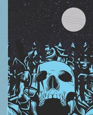 Cover of Spooky Blue Skull Graveyard Full Moon Night Composition Wide-ruled blank line School Notebook