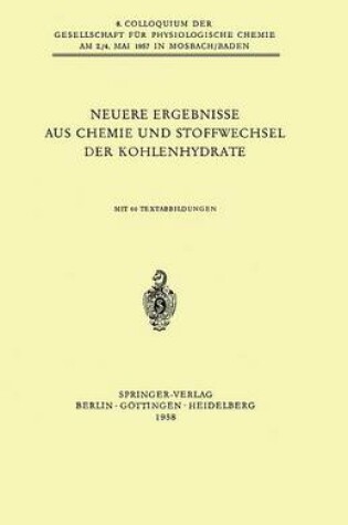 Cover of Neuere Ergebnisse aus Chemie und Stoffwechsel der Kohlenhydrate