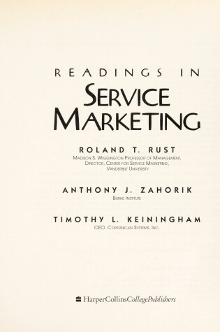 Cover of Readings in Service Marketing