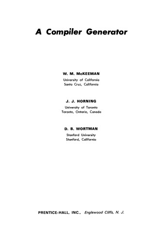 Cover of Compiler Generator