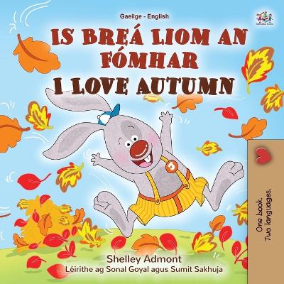Book cover for I Love Autumn (Irish English Bilingual Children's Book)
