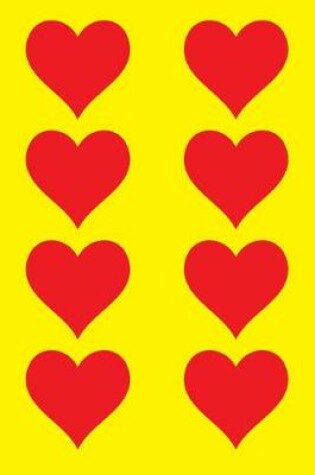 Cover of 100 Page Unlined Notebook - Red Hearts on Yellow
