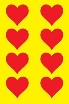 Book cover for 100 Page Unlined Notebook - Red Hearts on Yellow