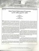 Book cover for State Early Retirement Programs in Fiscal Years, 1992 & 1993