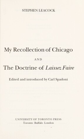 Book cover for The My Recollection of Chicago and the Doctrine of Laissez Faire