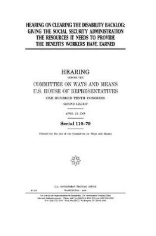 Cover of Hearing on clearing the disability backlog