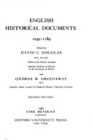 Cover of English Hist Documents Vol 1 2/E