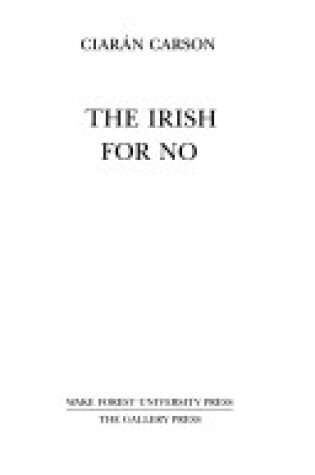 Cover of The Irish for No