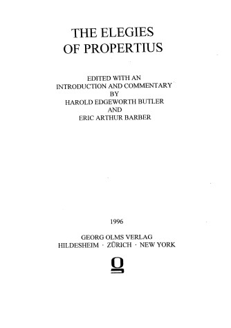 Book cover for The Elegies of Propertius