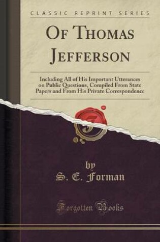 Cover of Of Thomas Jefferson