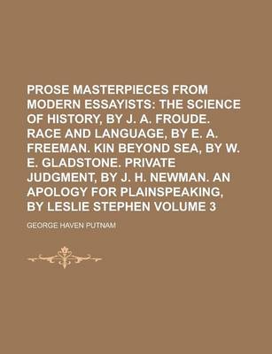 Book cover for Prose Masterpieces from Modern Essayists Volume 3