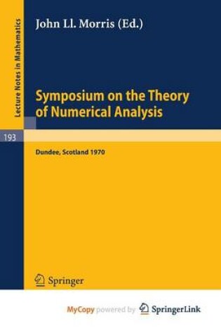 Cover of Symposium on the Theory of Numerical Analysis