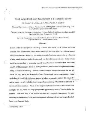 Book cover for Wind Induced Sediment Resuspension in a Microtidal Estuary