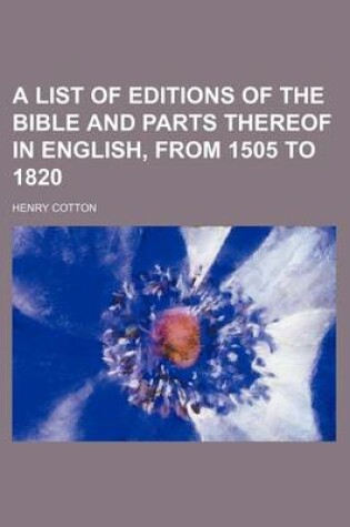 Cover of A List of Editions of the Bible and Parts Thereof in English, from 1505 to 1820