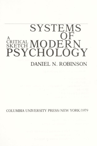 Cover of Robinson: Systems of Modern Psychology (Cloth)