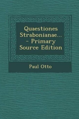 Cover of Quaestiones Strabonianae... - Primary Source Edition