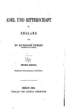 Cover of Adel Und Ritterschaft in England
